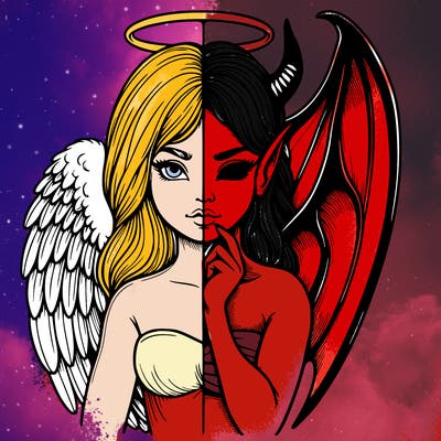 realistic angel half demon