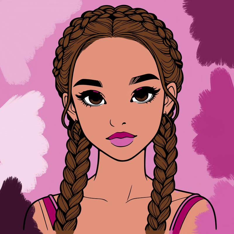 realistic girl with braids