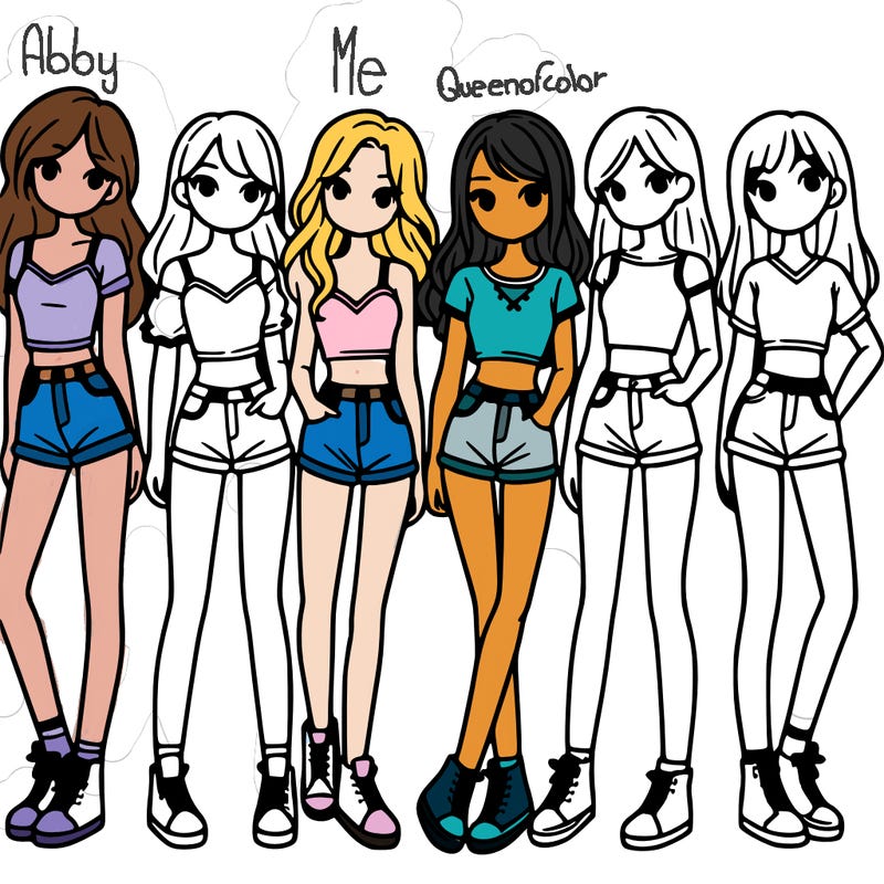 a group of girls wearing crop tops and shorts