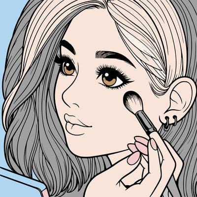 a realistic girl doing her makeup