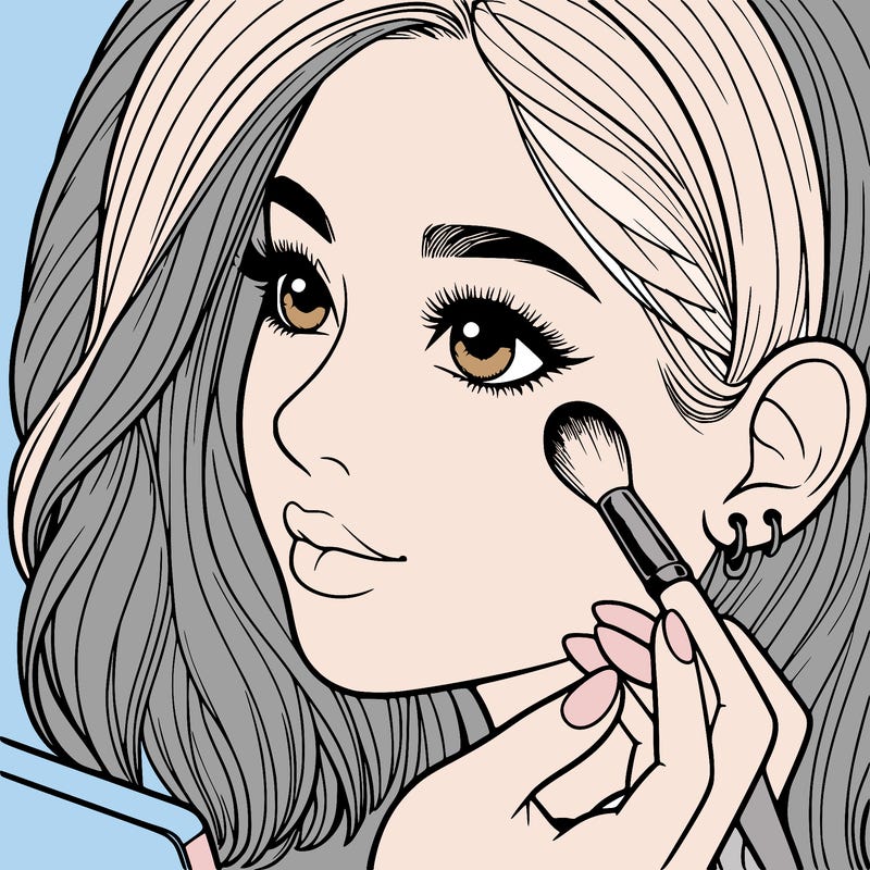 a realistic girl doing her makeup