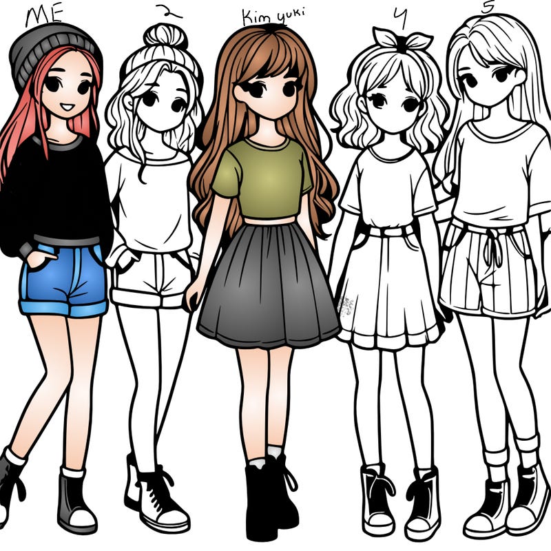 a group of five girls