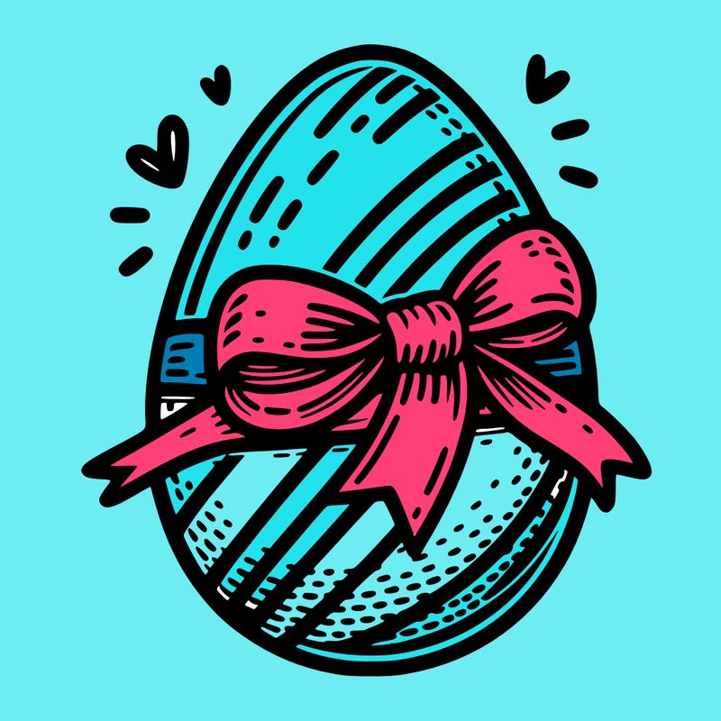 large chocolate egg with ribbon