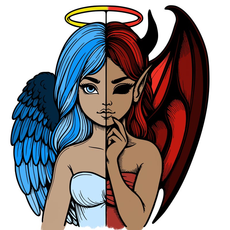 realistic angel half demon