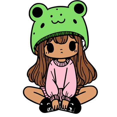 a girl wearing a frog hat and some frog socks