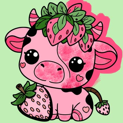cute strawberry cow