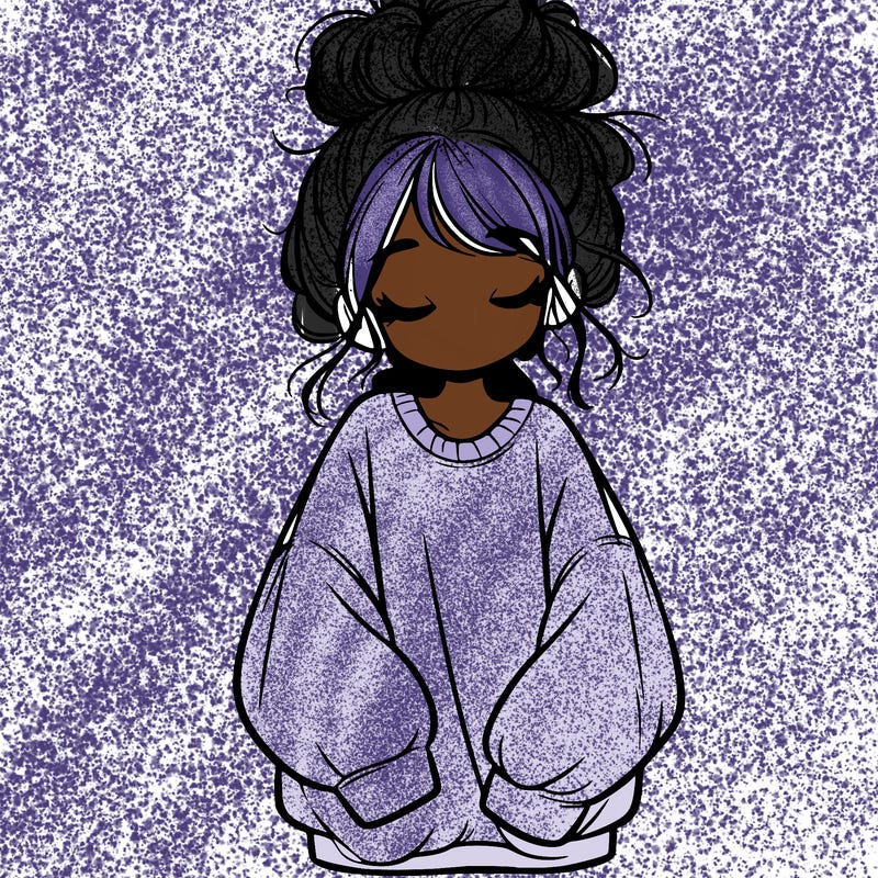 girl with baggy sweatshirt and messy bun