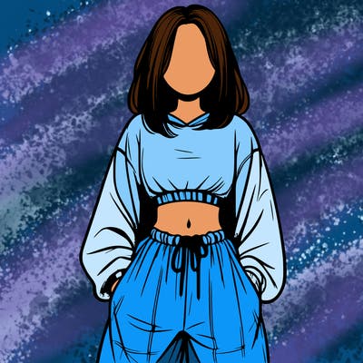 realistic girl faceless with baggy pants and a crop top