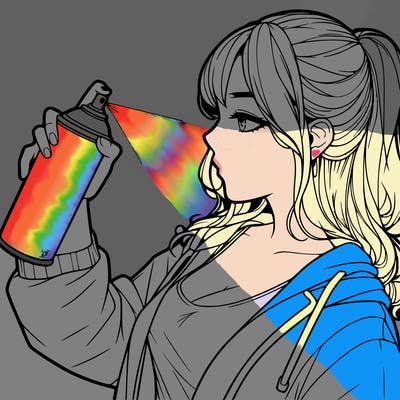 a realistic girl spray, painting