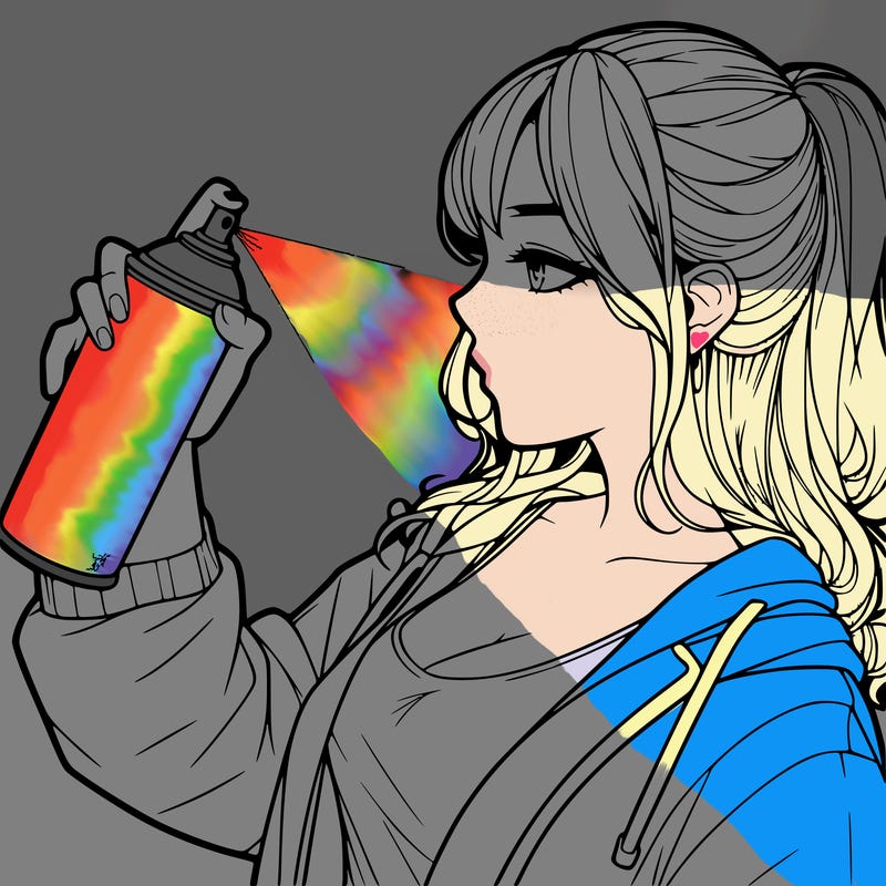 a realistic girl spray, painting