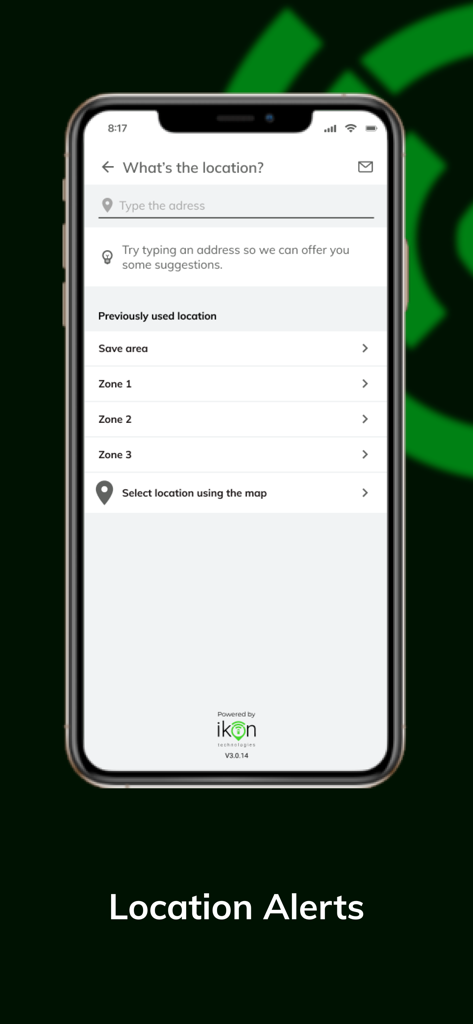 위치 경계 및 알림 설정을 위한 Freeman Toyota Connect 앱 화면