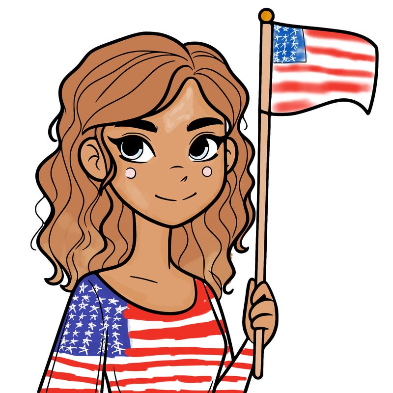 hot girl holding a flag