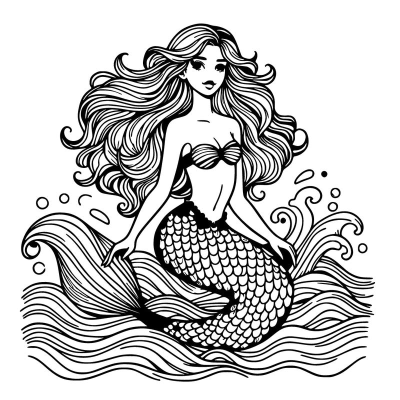 realistic mermaid with waves