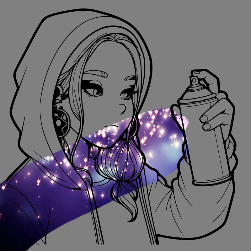 a realistic girl, spray painting