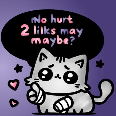 cute cat thats been hurt saiying 2 likes maybe