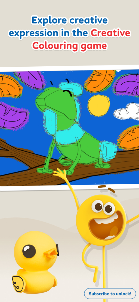 Colorblocks World - A child coloring a chameleon in the Colorblocks World creative game