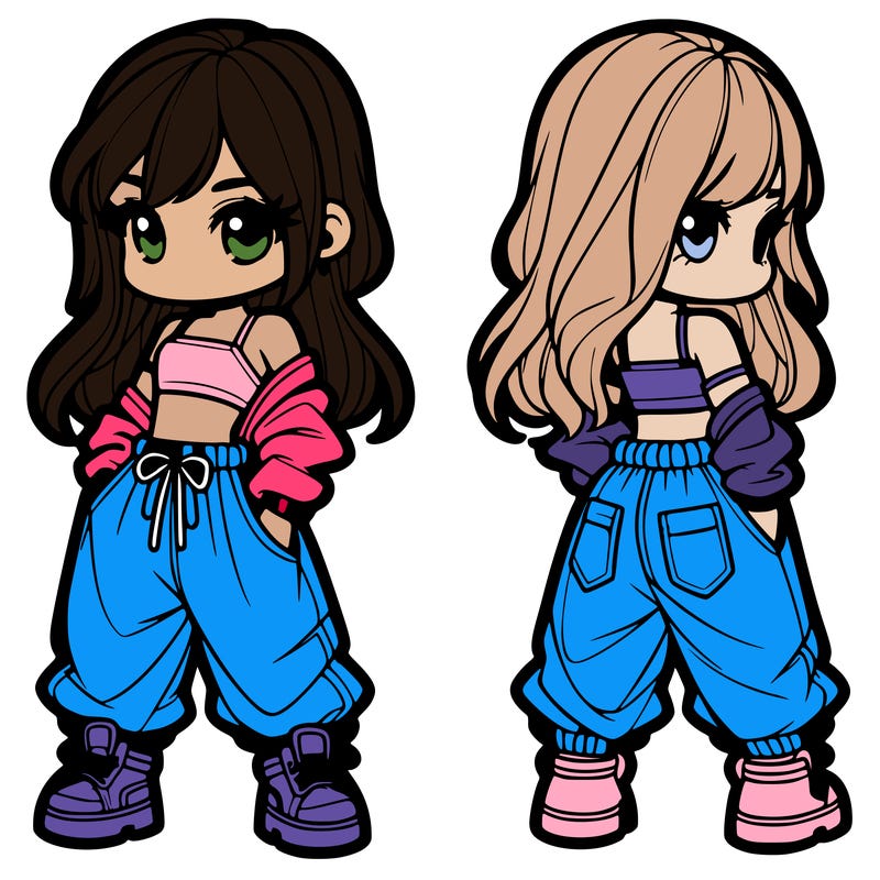 girl in crop top and baggy pants