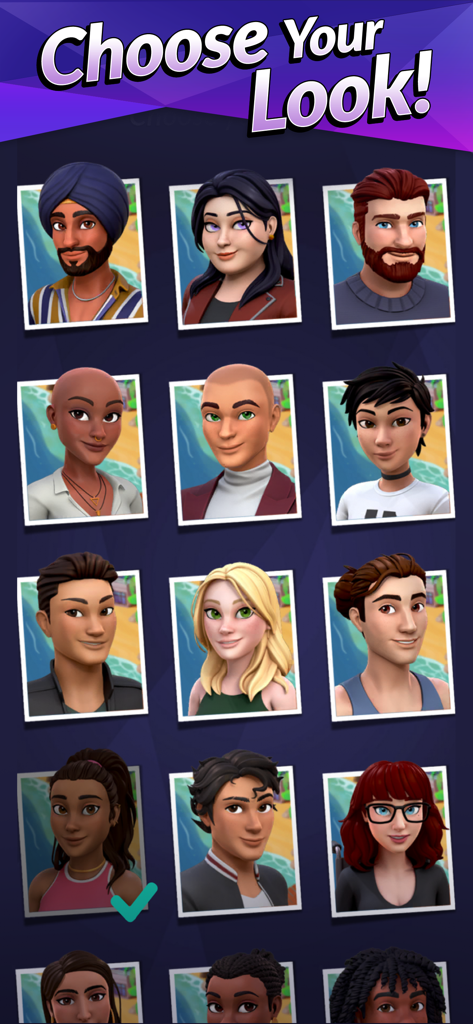 Eine Auswahl an vielfältigen Charakter-Avataren zur Auswahl im Single City Social Life Sim