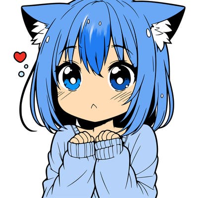 shy anime catgirl