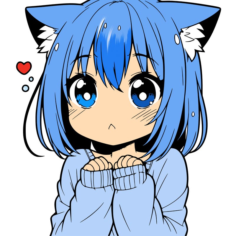 shy anime catgirl