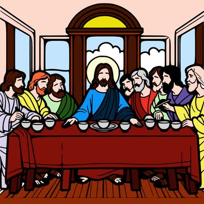 jesus shares the last supper with twelve apostles