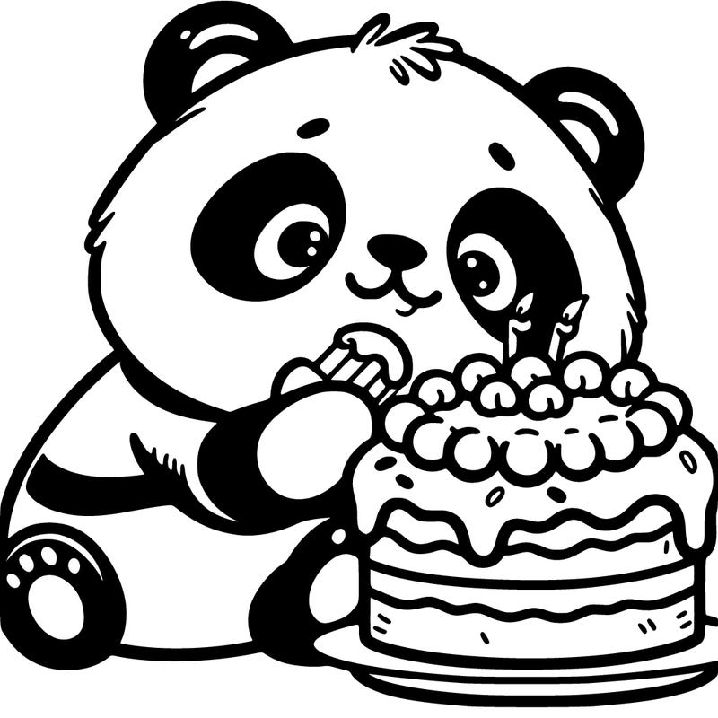 panda eating a cake