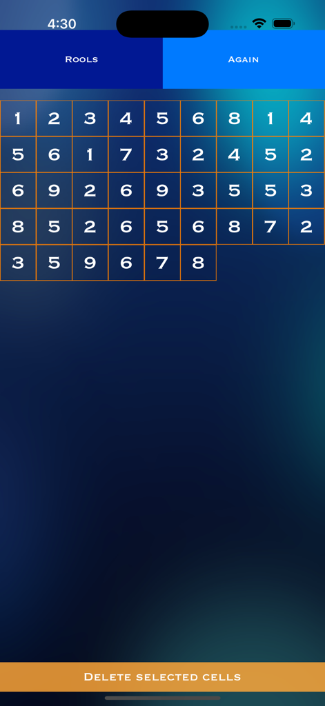 Mobile game screen of Cross It Out featuring a number grid logic puzzle