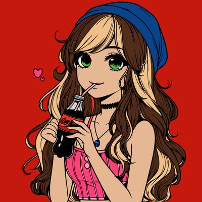 realistic girl drinking coke