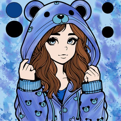 realistic girl in a animal pjs hoodie