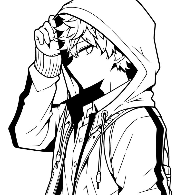 anime guy in hoodie
