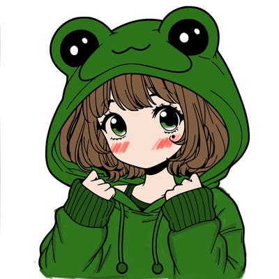 a cute teenage girl wearing a frog hoodie