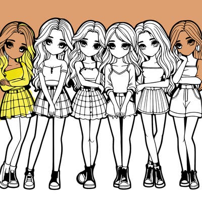 a group of girls realistic