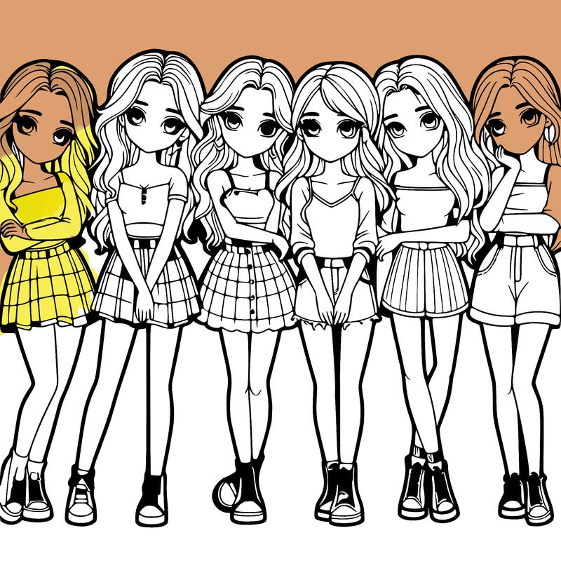 a group of girls realistic