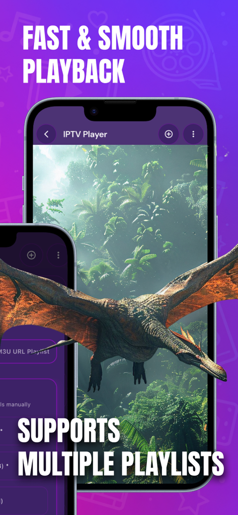 Lok L0k IPTV 플레이어를 보여주는 아이폰, 부드러운 재생 및 여러 재생 목록 지원