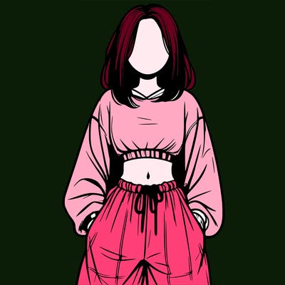 realistic girl faceless with baggy pants and a crop top