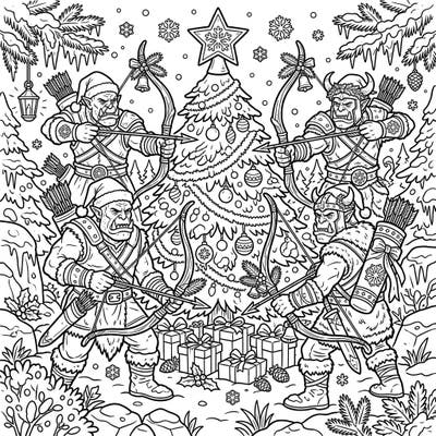 Prepare for a unique holiday adventure with our Orc Archers Christmas coloring page! These festive warriors are ready to celebrate, adding a thrilling fantasy twist to your seasonal coloring fun.