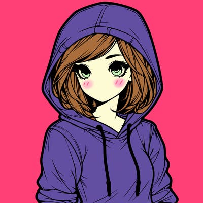 realistic girl with hoodie