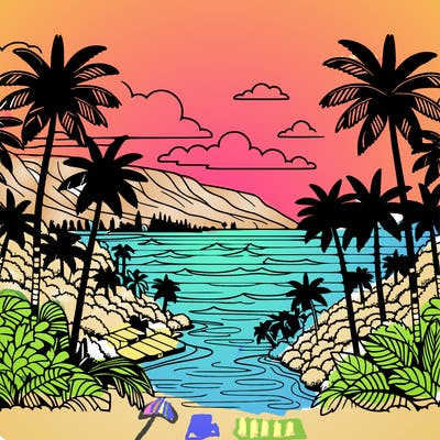 view of the ocean in hawaii lots of palm trees and beautiful view