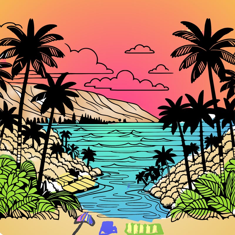 view of the ocean in hawaii lots of palm trees and beautiful view