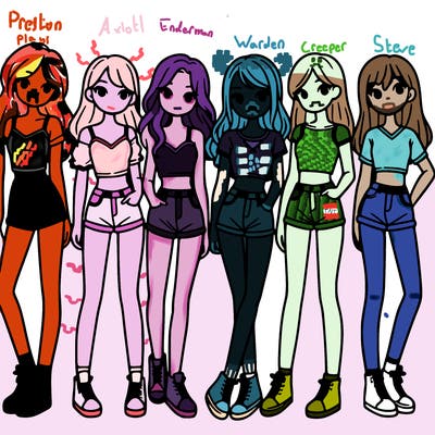 a group of girls wearing crop tops and shorts