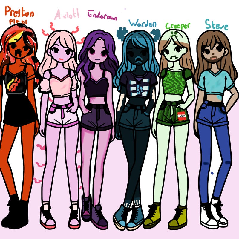 a group of girls wearing crop tops and shorts