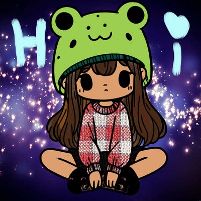 a girl wearing a frog hat and some frog socks