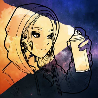 a realistic girl, spray painting