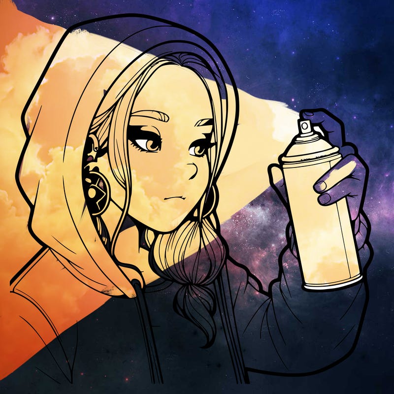 a realistic girl, spray painting