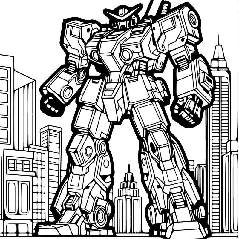mecha in a city battle zone.