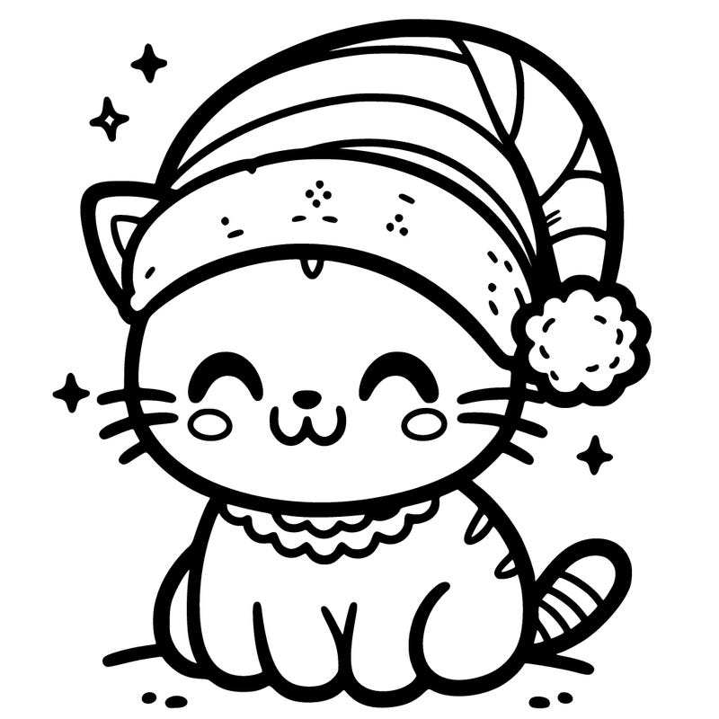 cute little cat with a cute little christmas hat