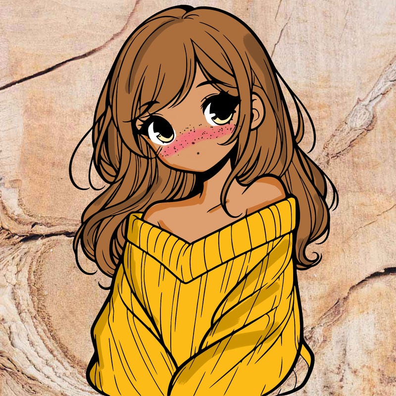 shy pretty girl wearing a sweater that is falling off one shoulder portrait