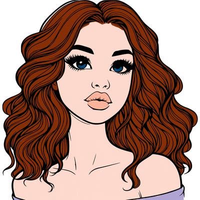 realistic girl with wavy hair and lips
