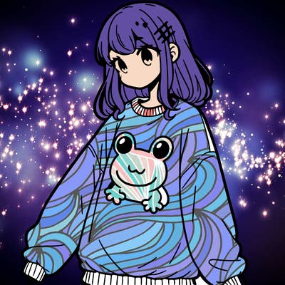 girl wearing frogging sweatshirt