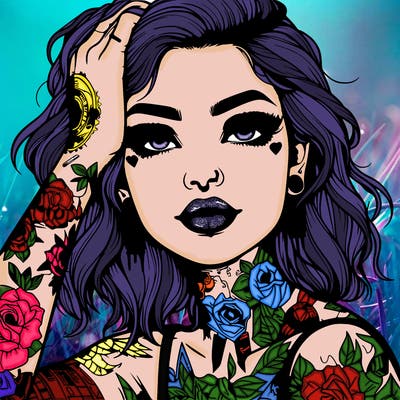 realistic girl with tattoos all over